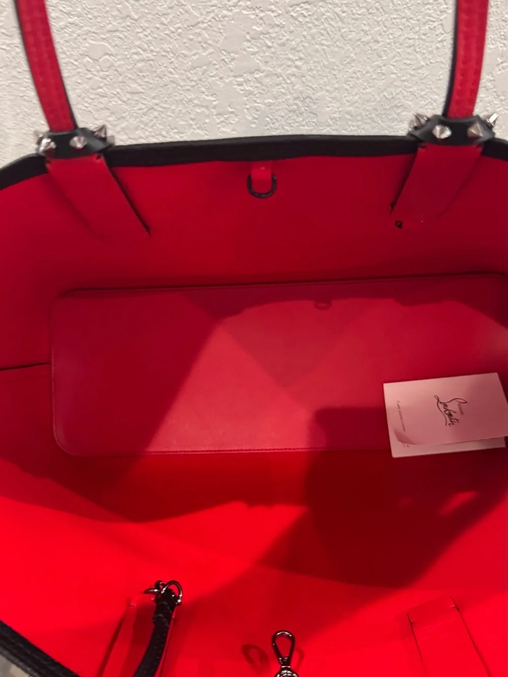 Christian Louboutin Cabata Calfskin Leather Tote with Red Interior